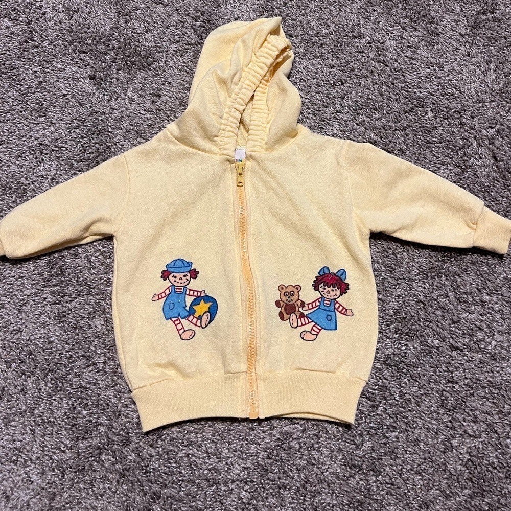 Vintage Garanimals Raggedy Ann‎ Yellow Infant Zip Up Hoodie 12M